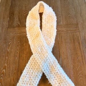 Handmade Crochet Fun Fur Fluffy Pure White Scarf